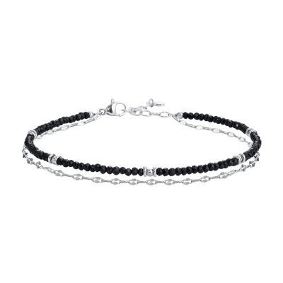 Luca Barra Cavigliera 2 Fili Acciaio Cristalli Neri