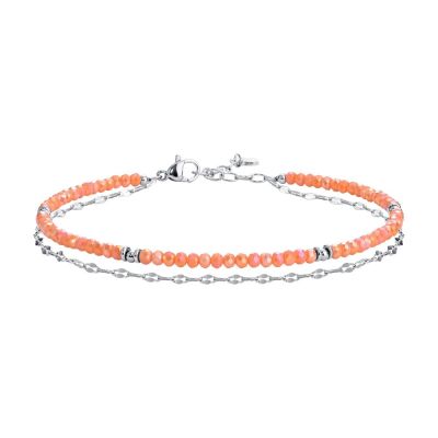 Luca Barra Cavigliera 2 Fili Acciaio Cristalli Arancioni