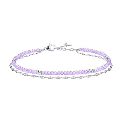 Luca Barra Cavigliera 2 Fili Acciaio Cristalli Viola