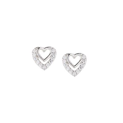 Amen Orecchini lobo Argento Cuori Zirconati