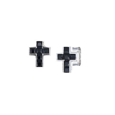 Amen Orecchini Argento Croce Nera