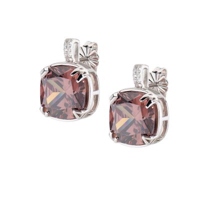 Amen Orecchini Argento Cristallo Marrone e Zirconi