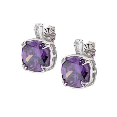 Amen Orecchini Argento Cristallo Viola e Zirconi
