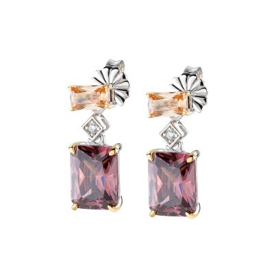 Amen Orecchini Argento Cristalli Brown e Champagne