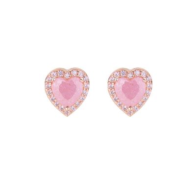 Amen Orecchini Lobo Argento Dorato Cuore Rosa
