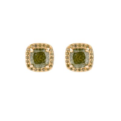 Amen Orecchini Argento Gold Stone Verde