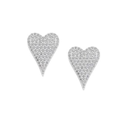 Amen Orecchini Argento Cuore Allungato Zirconato