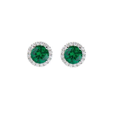 Amen Orecchini Lobo Argento Zircone Verde e Bianchi