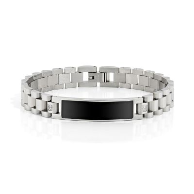 Emotion Bracciale Acciaio con Piastra Smalto Nero