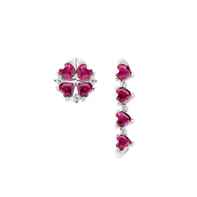 Amen Orecchini Argento Quadricuore Rosso