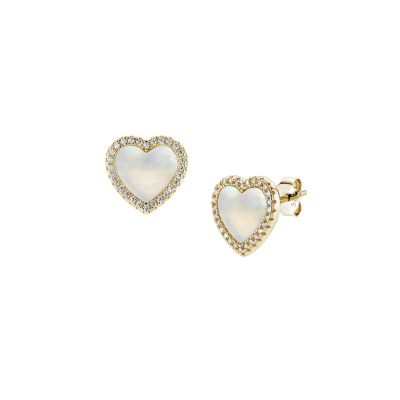 Amen Orecchini Argento Gold Cuore con Madreperla
