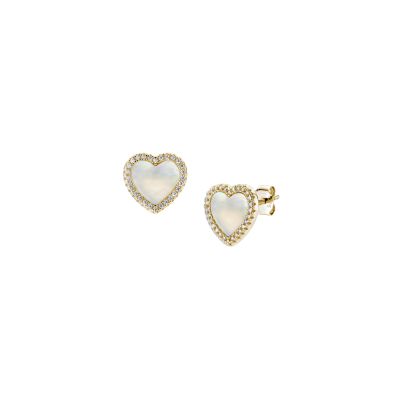 Amen Orecchini Argento Gold Cuore Madreperla