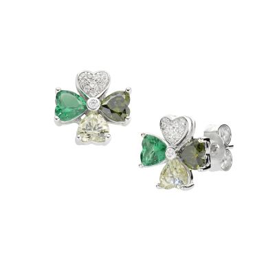 Amen Orecchini Argento Quadricuore Verde