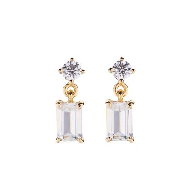 Amen Orecchini Argento Gold Cristallo Bianco e Zircone