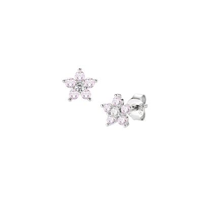 Amen Orecchini Argento Fiore Zirconi Rosa e Bianco