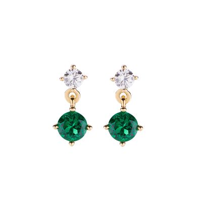 Amen Orecchini Argento Gold Cristallo Verde e Zircone