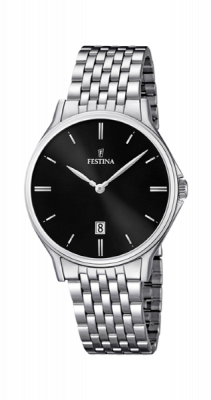 Festina Orologio Uomo Acciaio Silver Solo Tempo Nero