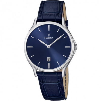Festina Orologio Acciaio Solo Tempo Uomo Pelle Blu