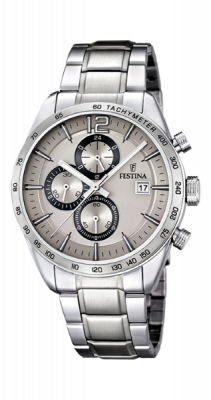 Festina Orologio Uomo Acciaio Silver Cronografo Beige