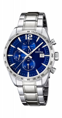 Festina Orologio Uomo Acciaio Silver Cronografo Blu