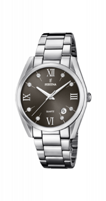 Festina Orologio Donna Acciaio Silver Solo Tempo Nero