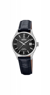 Festina Orologio Donna Acciaio Swiss Made Solo Tempo Pelle Nero