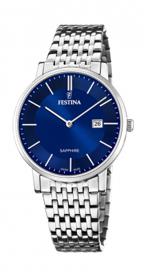Festina Orologio Uomo Swiss Made Solo Tempo Quadrante Blu