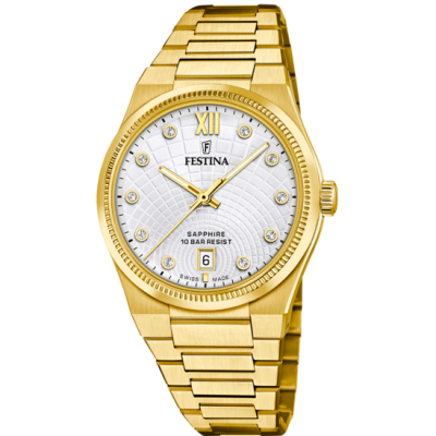Festina Orologio Swiss Made Solo Tempo Acciaio Gold