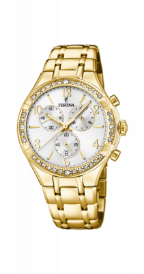 Festina Orologio Donna Acciaio Gold Cronografo Quadrante Silver