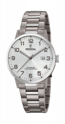Festina Orologio Uomo Titanio Solo Tempo Quadrante Silver
