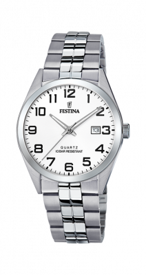 Festina Orologio Uomo Solo Tempo Acciaio Quadrante Bianco