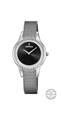 Festina Orologio Donna Solo Tempo Acciaio Quadrante Nero