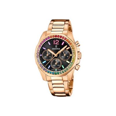 Festina Cronografo Donna Acciaio Rosè Quadrante Nero