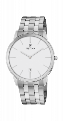Festina Orologio Uomo Acciaio Solo Tempo Quadrante Bianco
