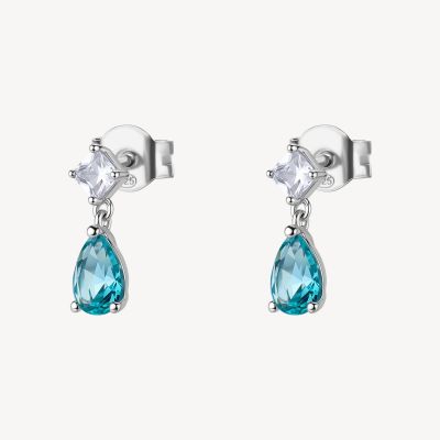 Brosway Orecchini Argento Zirconi Bianchi e Paraiba Fancy