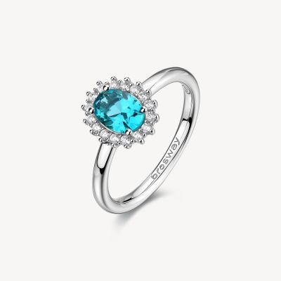 Brosway Anello Argento Zirconi e Paraiba Fancy