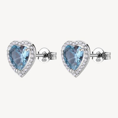 Brosway orecchini Argento Cuore Zaffiro e Zirconi Bianchi Fancy