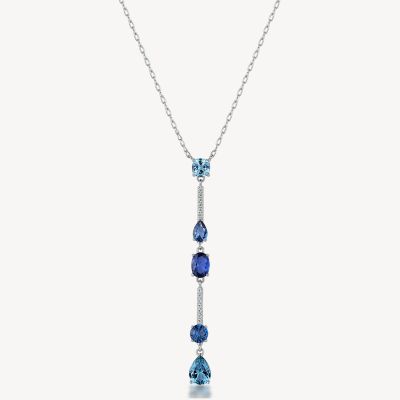 Brosway Collana Argento Cristalli Zaffiro e Bianchi Fancy