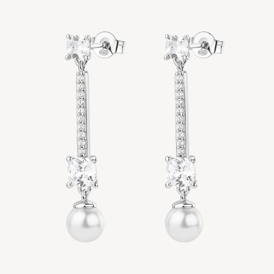 Brosway Orecchini Argento Zirconi e Perla Fancy