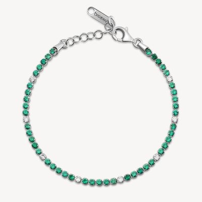 Brosway Tennis Argento Zirconi Verdi e Bianchi Fancy