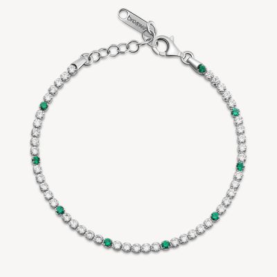 Brosway Tennis Argento Zirconi Bianchi e Verdi Fancy