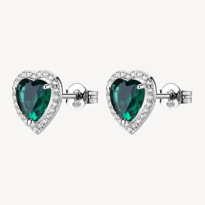 Brosway orecchini Argento Cuore Smeraldo e Zirconi Bianchi Fancy