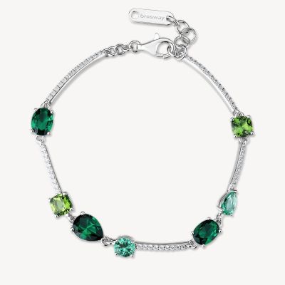Brosway Tennis Argento Zirconi Verdi e Bianchi Fancy