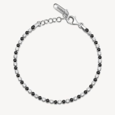 Brosway Tennis Argento Zirconi Neri e Bianchi Fancy