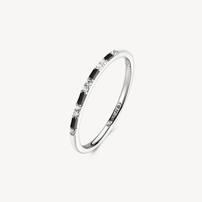 Brosway Anello Argento Zirconi Bianchi e Neri Fancy