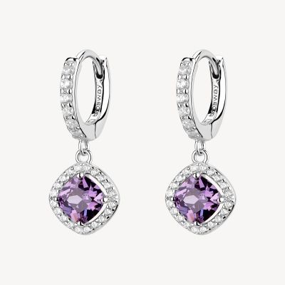Brosway Orecchini Cerchio Argento Zircone Ametista Fancy
