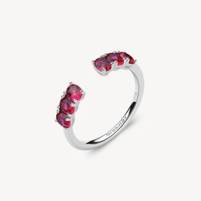 Brosway Anello Regolabile Argento Oval Cubic Ruby Fancy