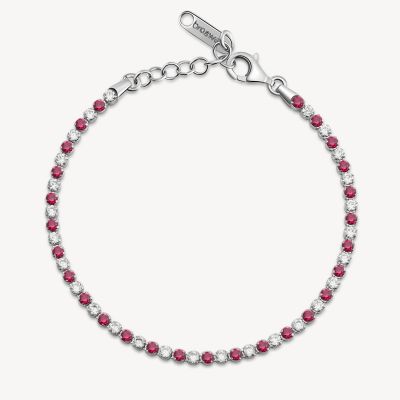 Brosway Tennis Argento Zirconi Rubino e Bianchi Fancy