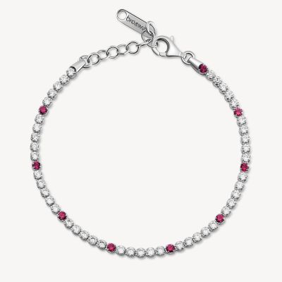 Brosway Tennis Argento Zirconi Bianchi e Rubino Fancy