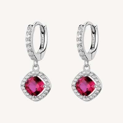 Brosway Orecchini Cerchio Argento Zircone Rubino Fancy